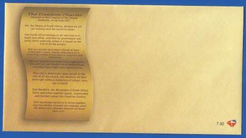 RSA-Unserviced FDC-Cover-No7.92-Thematic-The Freedom Charter-Symbol