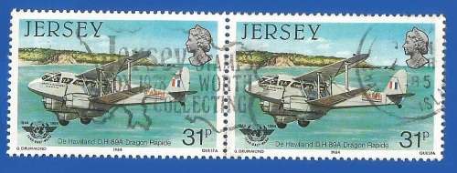 Jersey 1984 Airplanes -Pair-Used-Thematic-Transport-Plane