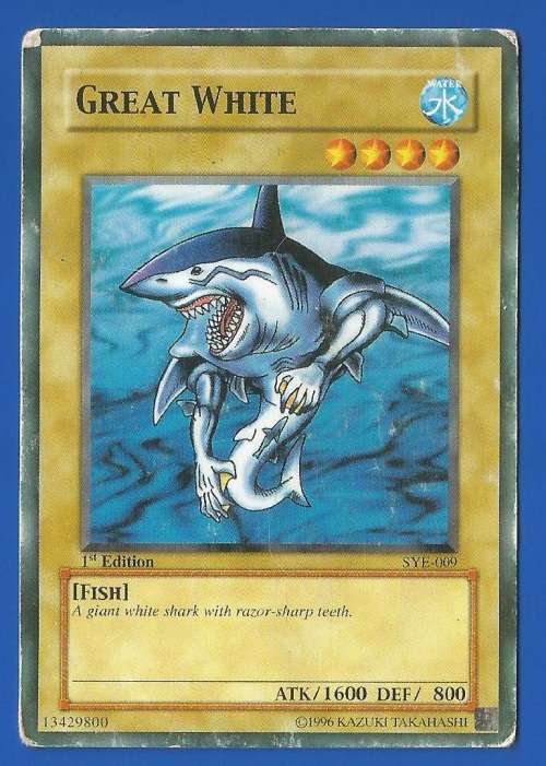YU-GI-OH Trading Card Game-Konami-1996-1st Edition-Great White-ATK-1600-DEF-800