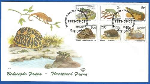 RSA-Sixth Definitive Series-Endangered Fauna-SACC6.1a/b/c-1993-FDC-Cover-Thematic-Fauna