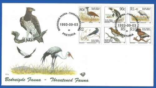 RSA-Sixth Definitive Series-Endangered Fauna-SACC6.1a/b/c-1993-FDC-Cover-Thematic-Fauna