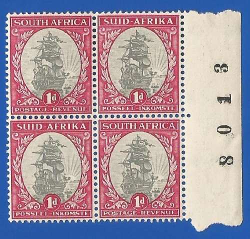 Union of South Africa-MNH-SACC56 Black Sheet numbers -Thematic-Transport-Ship