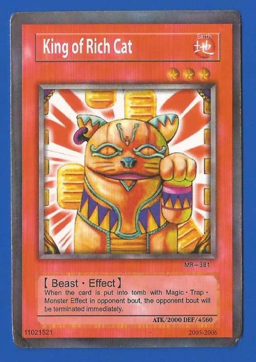 YU-GI-OH-Trading Card Game-Konami-2005-2006-King of Rich Cat-ATK-2000-DEF-4560