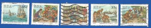 RSA-Used-1992-SACC 762-766-National Stamp Day-Thematic-History-Scenery