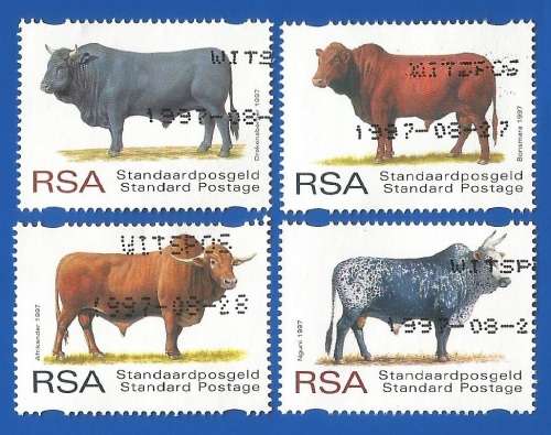 RSA-Used-1997-SACC 1056-1059-South African Indigenous Cattle-Thematic-Fauna-Cattle