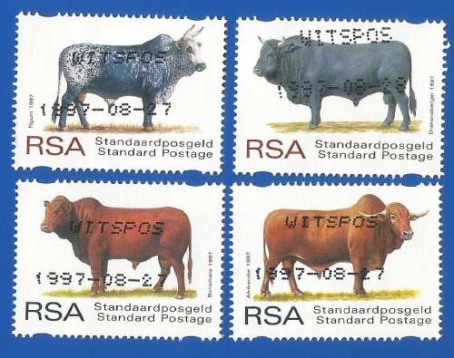 RSA-Used-1997-SACC 1056-1059-South African Indigenous Cattle-Thematic-Fauna-Cattle