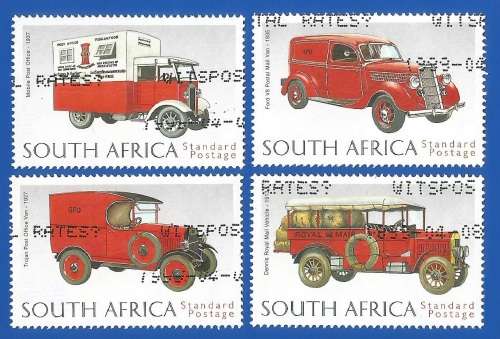 RSA-Used-1999-SACC 1183-1186-125th Anniversary of UPU-Thematic-Transport-Vehicle