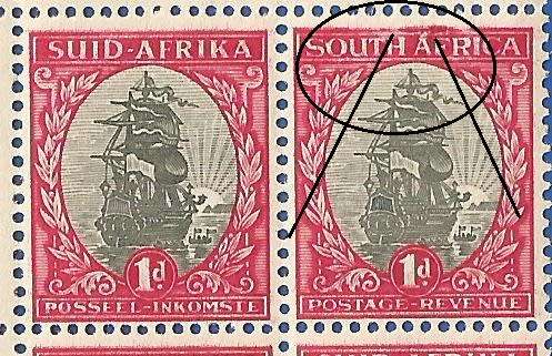 Union of South Africa-MNH-Damaged frame line-Variety-Thematic-Ship