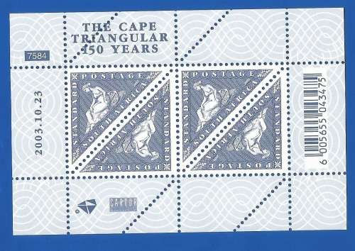 RSA-2003-MNH-Sheetlet-SACC1583-Anniversary of Cape Triangular Stamps-Thematic-Symbol-Stamps