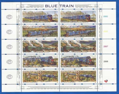 RSA-1997-MNH-Sheetlet-SACC1051-1055-Blue Train-Thematic-Transport-Train