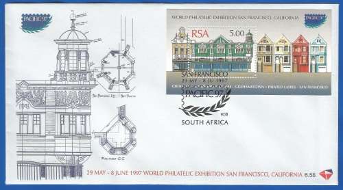 RSA-1997-FDC-Cover-SACC1031-No6.58-World Philatelic Exhibition-Thematic-Buildings