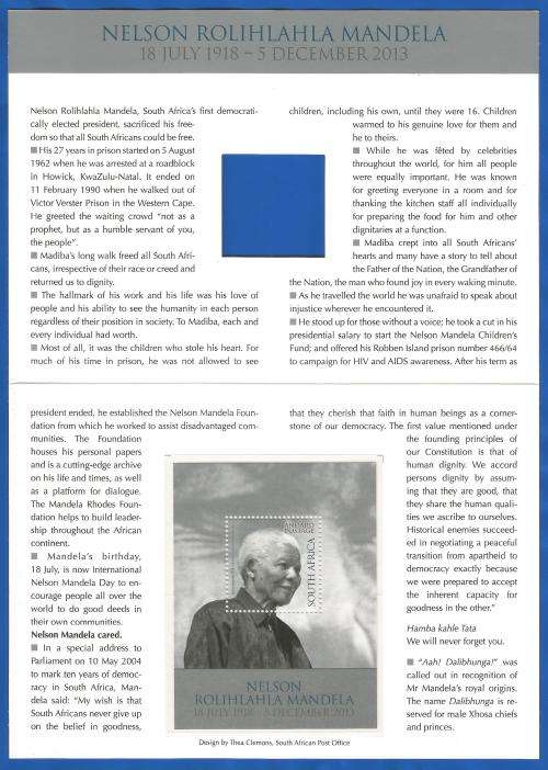 Nelson Rolihlahla Mandela- 18 July 1918 - 5 December 2013- Folder- MNH- Thematic- Famous Person