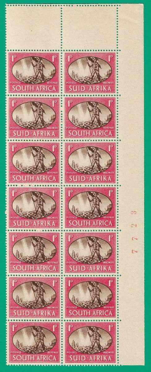 Union of South Africa- SACC107 Victory Variety Va, Vc, Sheet Number  MNH- Thematic- Symbol- Scenery