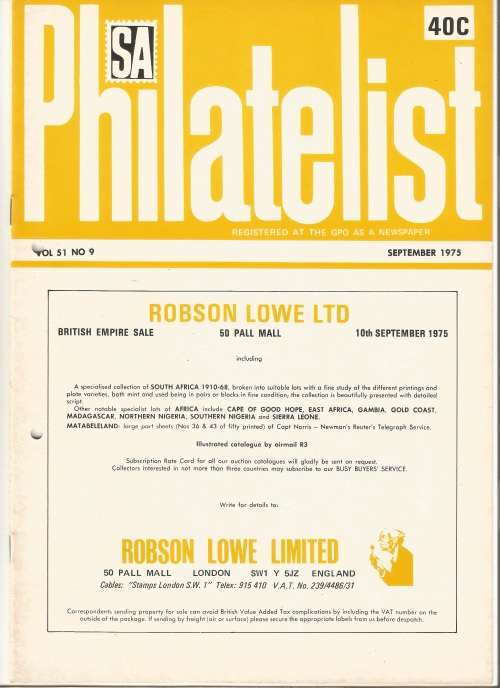 SA Philatelist Magazine-Sept-1975-Vol 51 No9-Pg213-236(Magazine was Folded in Half)