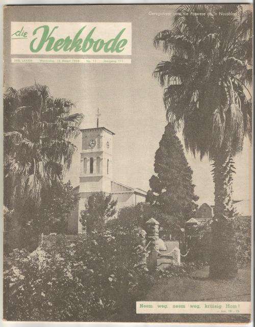 DIE KERKBODE Nuusblad-March 1959-No11-Pg417- 464-Religion- (Folded in Half)