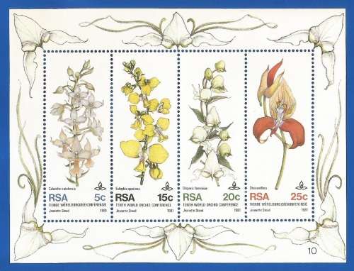 RSA-1981-MNH-M/S-No10- SACC506-Tenth World Orchid Conference- Thematic-Flora-Flowers-Orchid