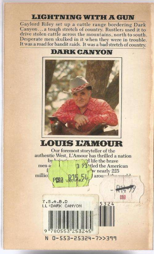 Book-Dark Canyon-Louis L`Amour-1971-149-page Book-Fair Condition-Soft-Cover