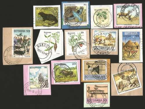 Botswana Grouping of Used Stamps on paper