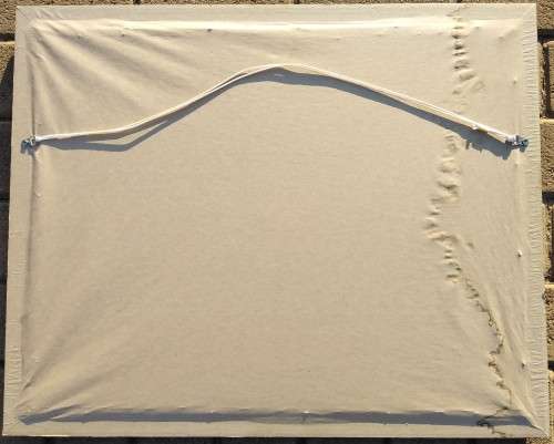 Framed Handmade Tapestry of a cottage and a Garden-Wall Decor