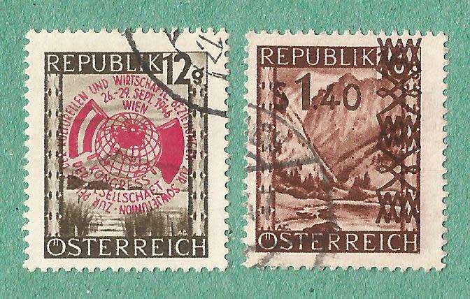 Austria Used 1946 U.S.S.R-Austria Friendship Congrees 1947 Postage Stamps of 1945-1947 Surcharged Ne