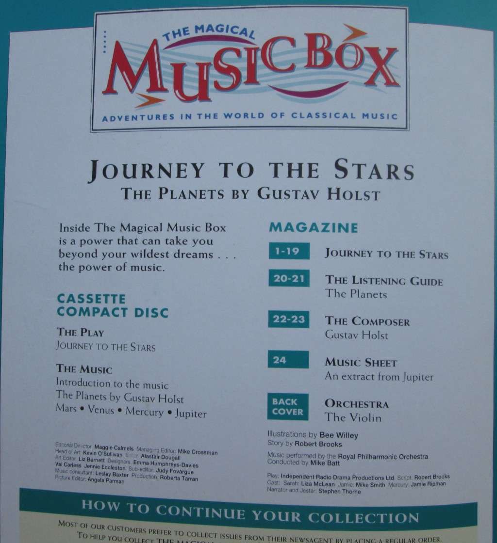 1994-Collectible-The Magical Music Box-No1-Magazine + CD. Journey to The Stars. Sold As Is.
