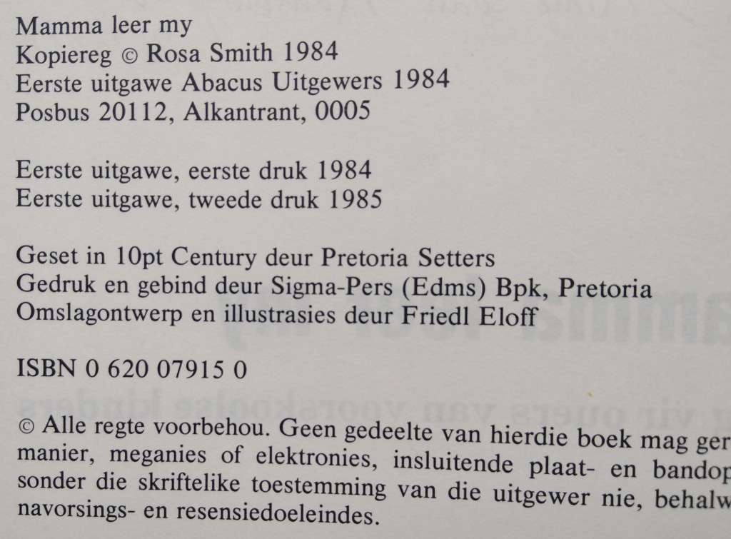 Book-1985-Mamma Leer My/Rosa Smith/Koos Meij/82pages.
