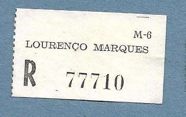 Registration Label-Lourenco Marques R 77710