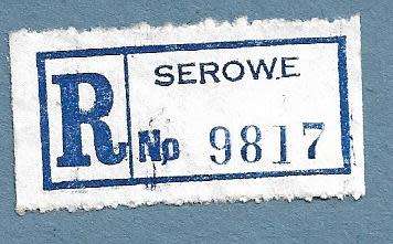 Registration Label-Serowe -R 9817