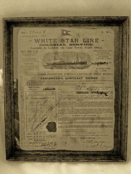Framed - WHITE STAR LINE - PASSENGER'S CONTRACT TICKET 1900