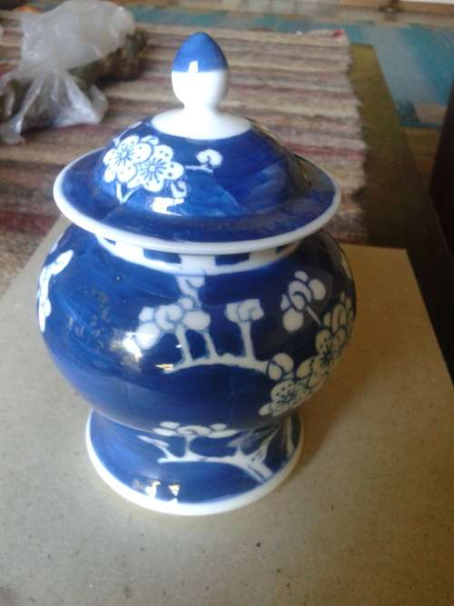 Ginger jar. Small chip on the cover