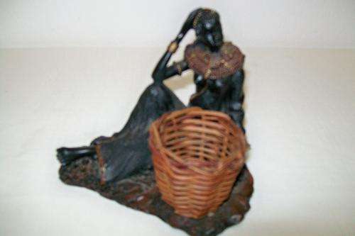 African Woman with basket Figurine