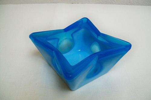 Murano style Glass - Blue and White Glass Candle Holder or Posy Vase