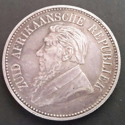 1897 PAUL KRUGER SILVER TWO AND HALF SHILLING ( HALF CROWN )