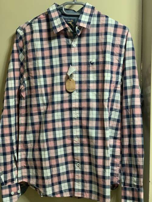 100 Original OLD KHAKI Mens Charles Slim Fit Shirt - Size S