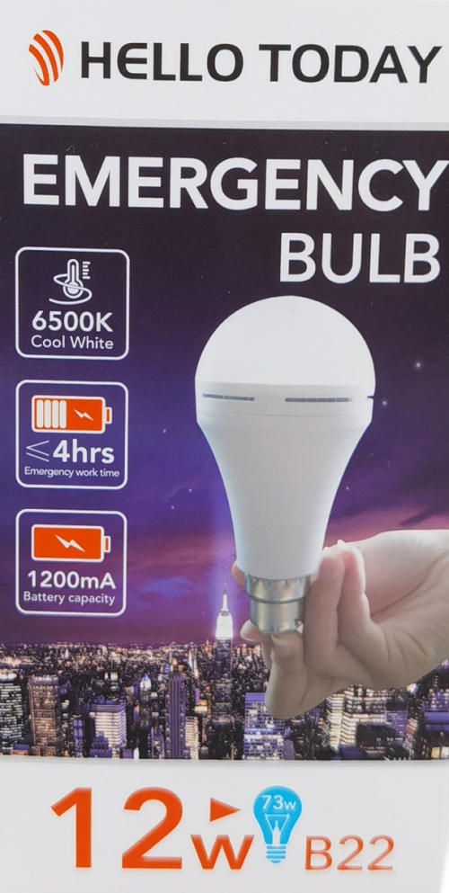 12W Rechargeable Emergency Bulb E27