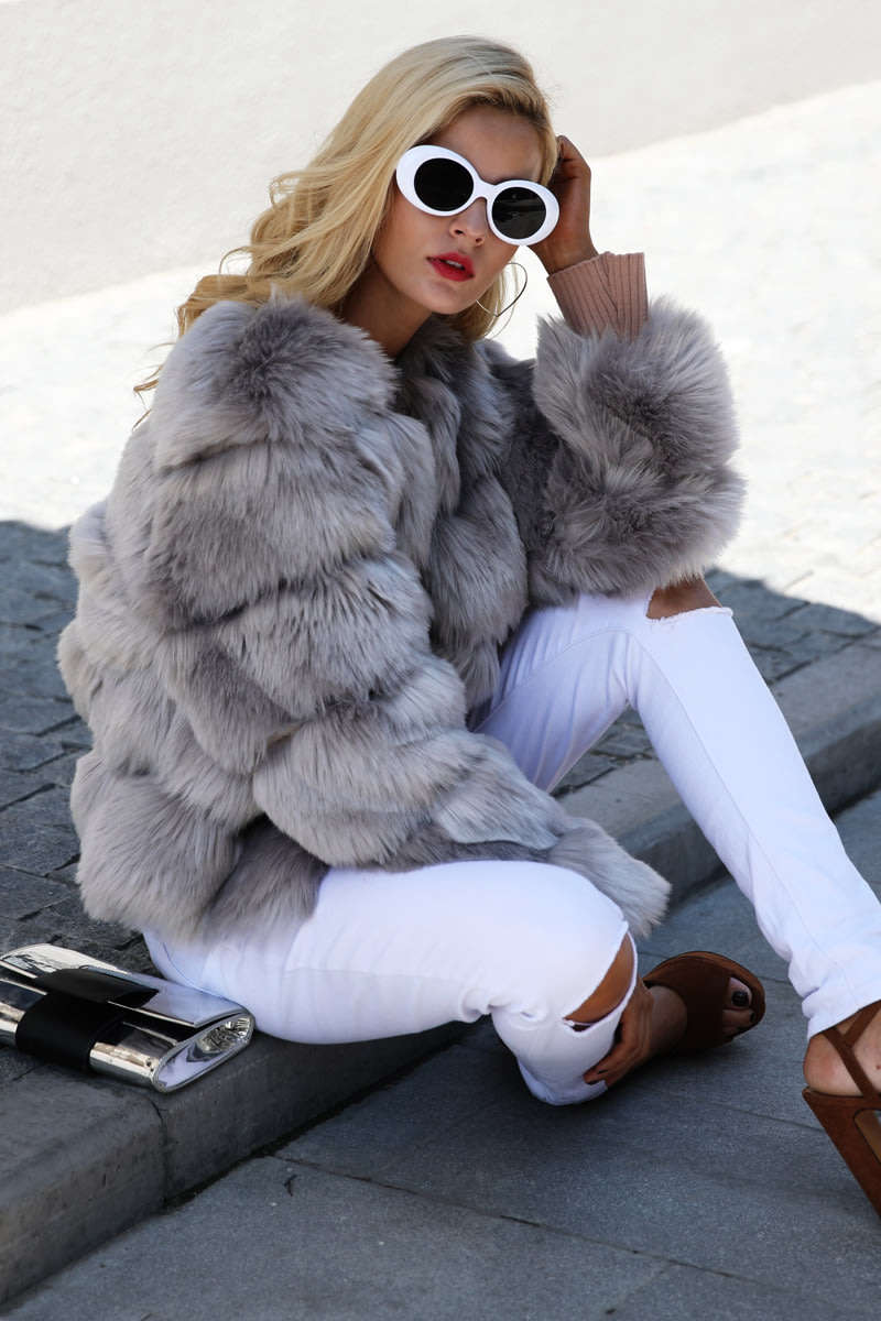 Womans Fashion Faux Fur Coat
