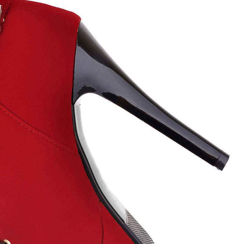 Cross Tied Ankle High Heel Boots