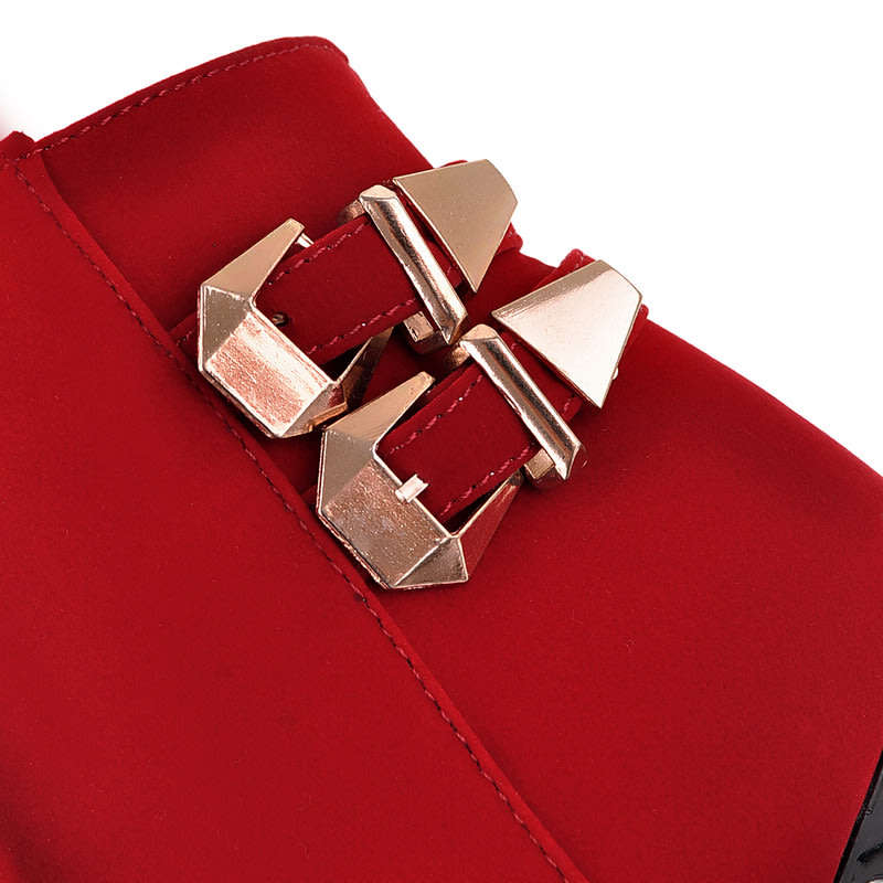 Cross Tied Ankle High Heel Boots