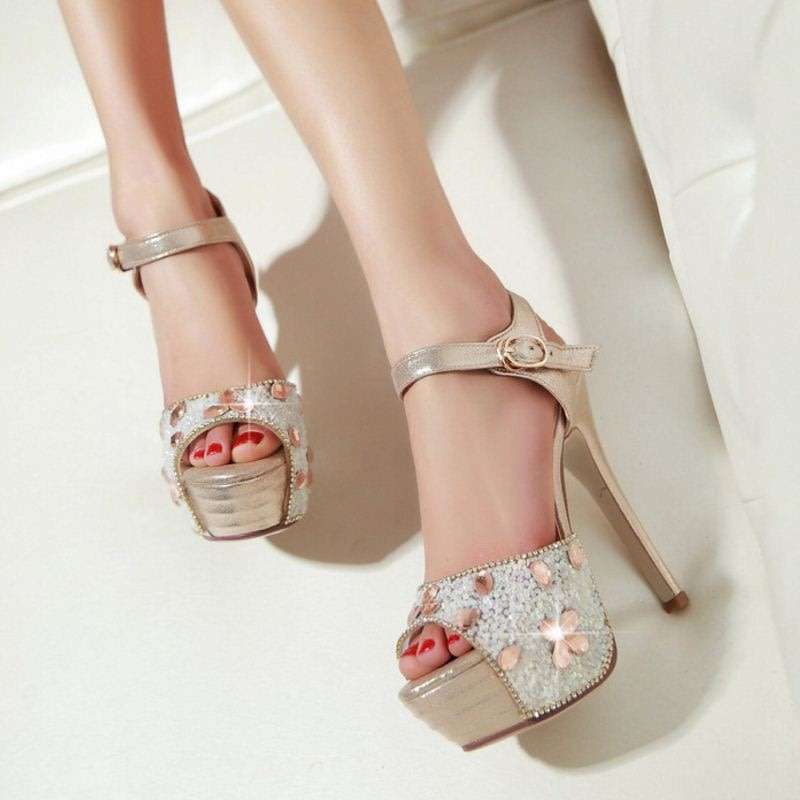 Fashion party bling beaded high heels shoes