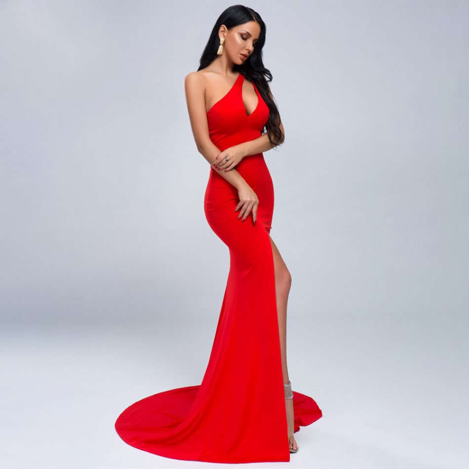 Evening one shoulder long maxi party dress