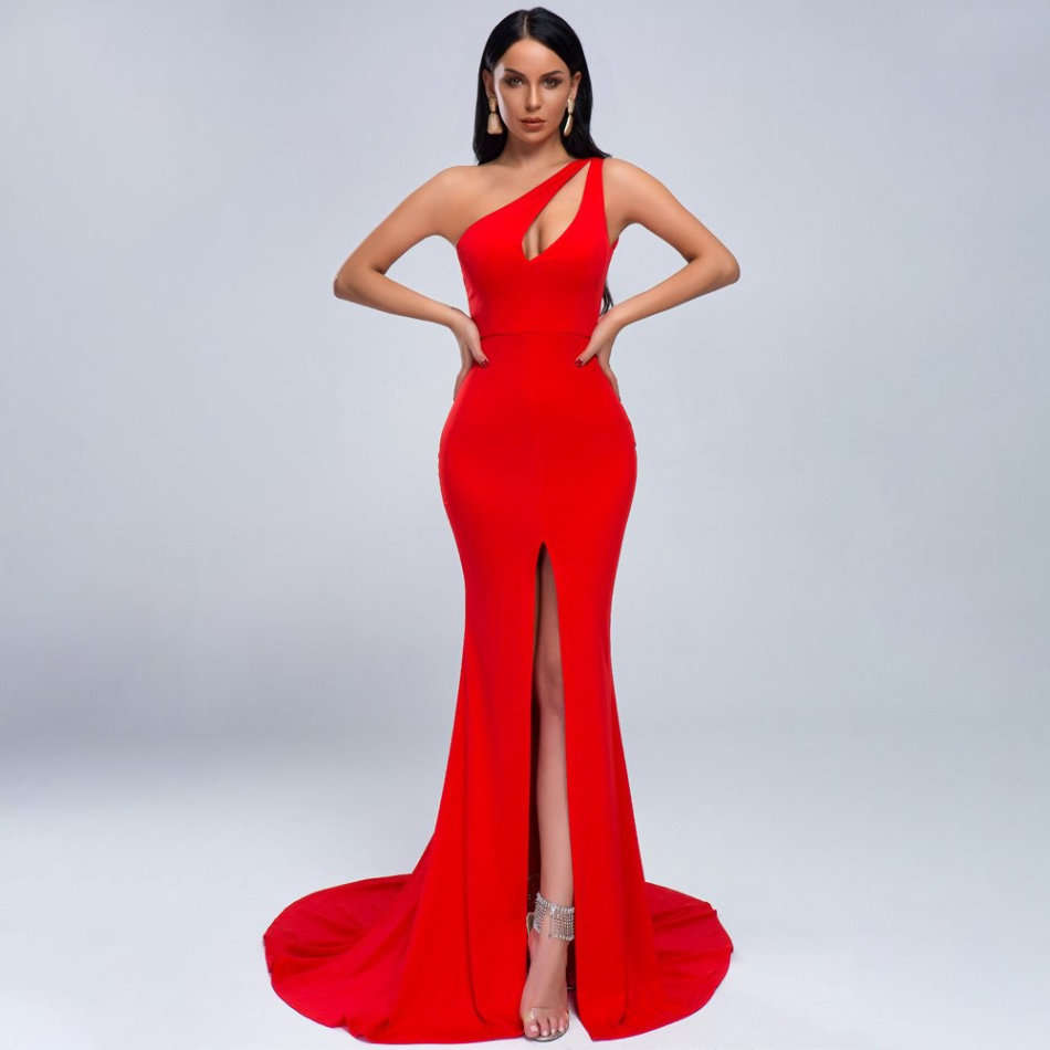 Evening one shoulder long maxi party dress