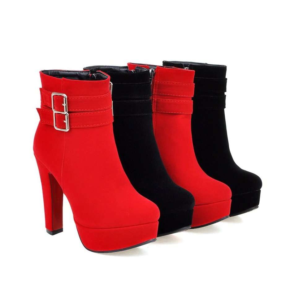 Fashion Buckle High Heel Boots