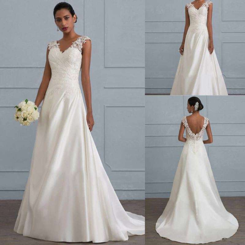 Womans Cross Border Solid Color Hollow Backless Wedding Dress***Free Shipping***
