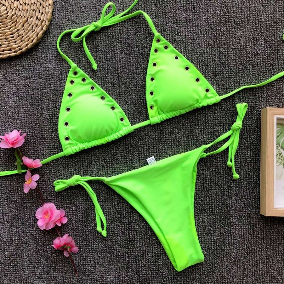 Bikini 5star Eye Explosion Solid Color Rivet Swimsuit Bikini Set