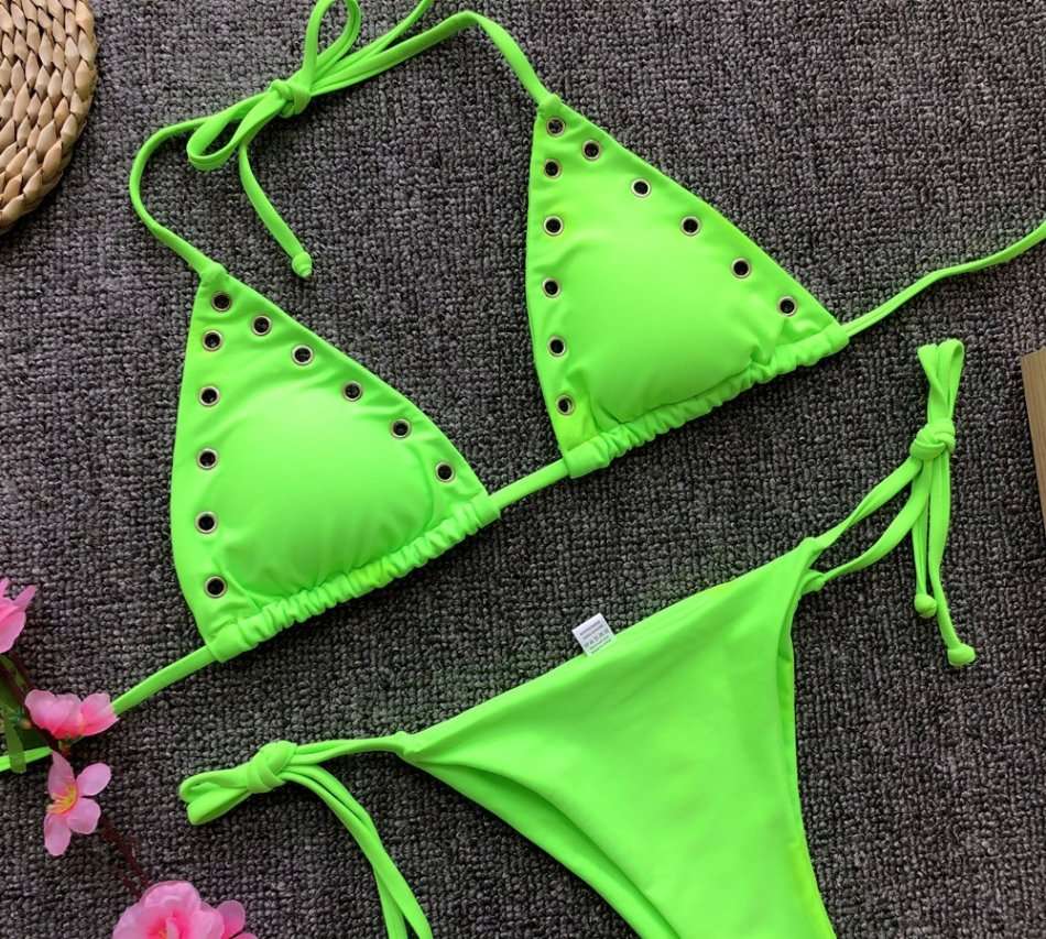 Bikini 5star Eye Explosion Solid Color Rivet Swimsuit Bikini Set