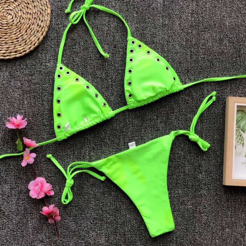 Bikini 5star Eye Explosion Solid Color Rivet Swimsuit Bikini Set