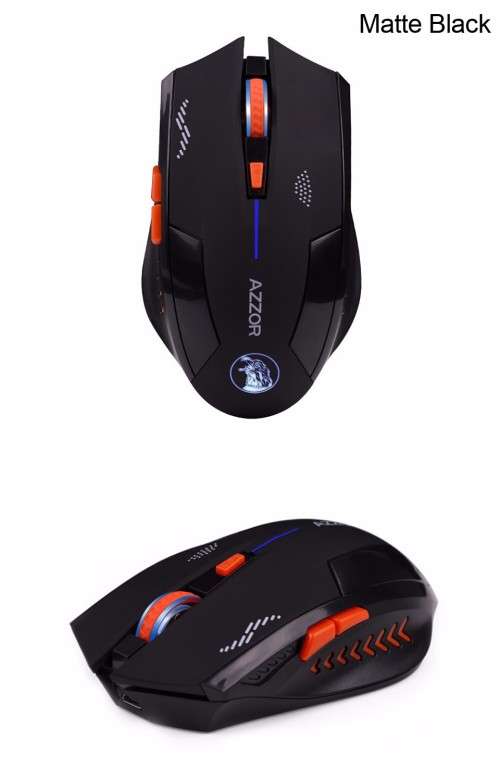 AZZOR Rechargeable Wireless Mouse Slient Button Computer Gaming 2400DPI Built-in Battery