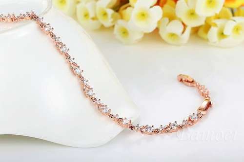 5 Colors Luxury Rose Gold Color Chain Link Bracelet for Women Ladies Shining AAA Cubic Zircon Crysta