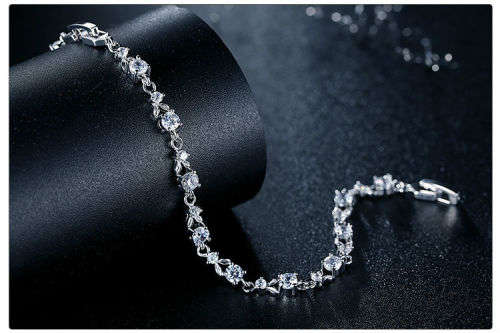 5 Colors Luxury Rose Gold Color Chain Link Bracelet for Women Ladies Shining AAA Cubic Zircon Crysta