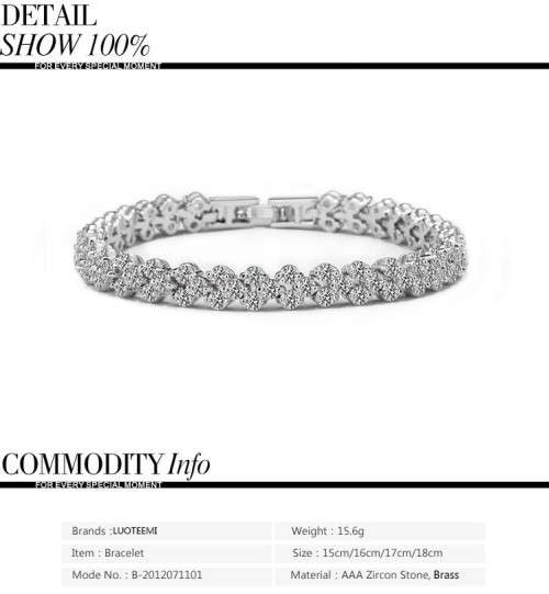 Roman Chain Bracelet for Women Luxury 2.75mm Cubic Zircon Inlay Charm Bracelet